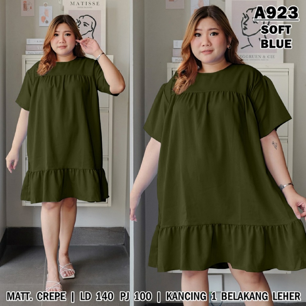 FM Dress Fani Big Size XXXL Ld 150 cm P 100 cm B 237 gr Mosscrepe Viscose #4124