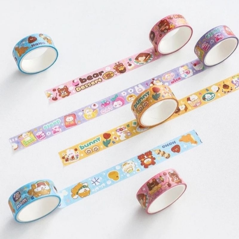 

Washi Tape Solasi Kertas Lucu Bear Pink Dekorasi Planner DIY