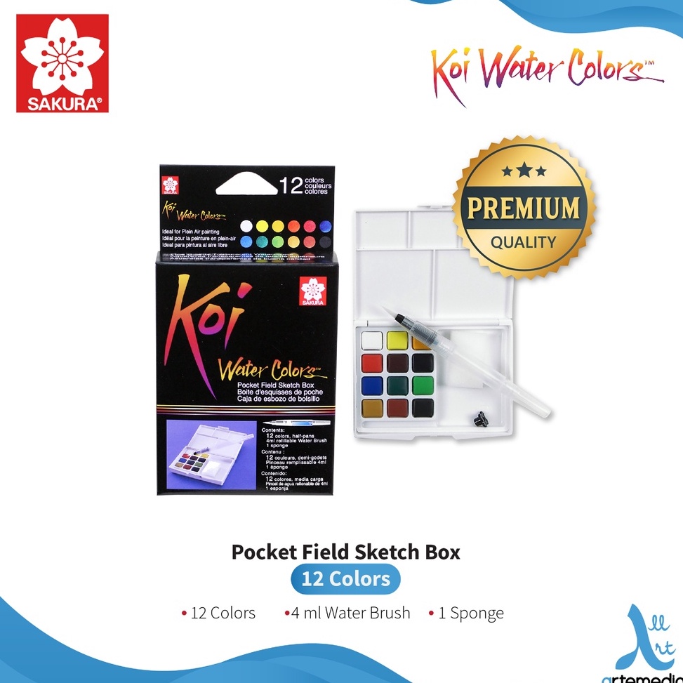 

KODE X6D9 Sakura Koi Watercolor 12 Pocket Field Sketch Box
