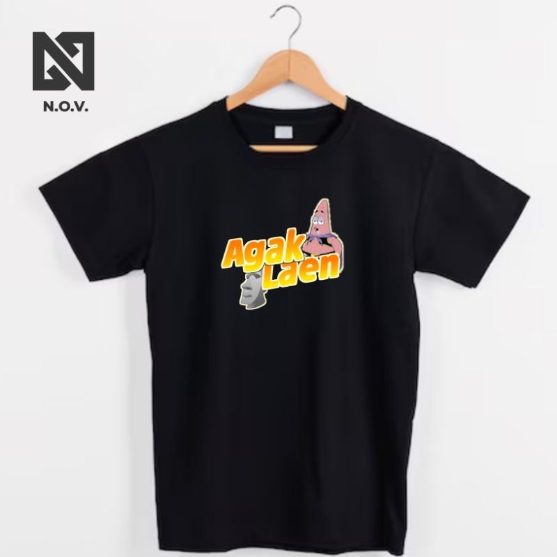 Kaos Agak Laen Patrick dan Emot Batu/Kaos Unik/Kaos Lucu/Kaos Kekinian/Kaos Meme Lucu Pria atau Wani