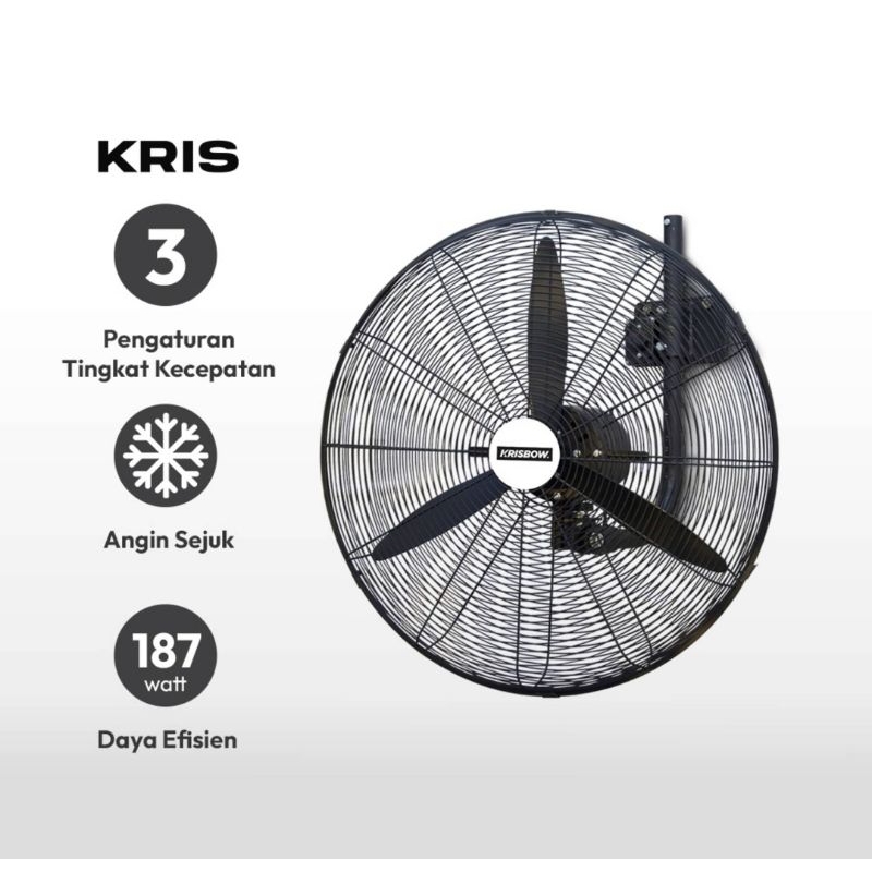 krisbow 26 inch kipas angin dinding industrial fan dengan tali tarik df650-tw