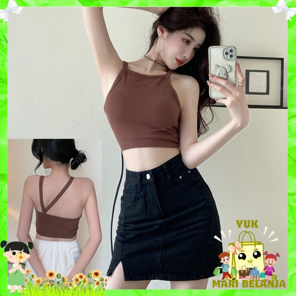 YMB Tanktop Bra Wanita Tanpa Kawat 6560 Bra Fashion Wanita Turtle Neck Sexy Crop Top Elastis Bra Cro