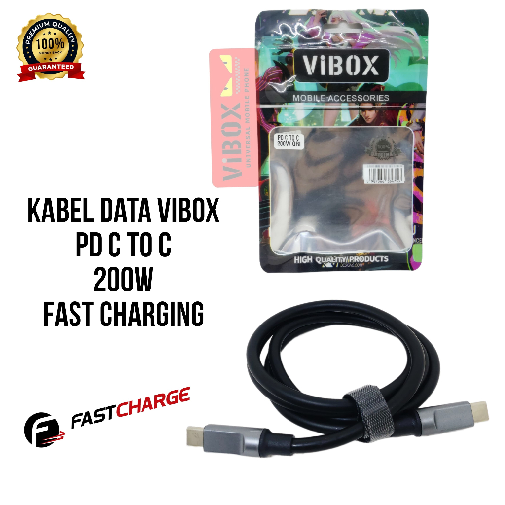 Vibox PDC200W Kabel Data Type C to Type C Cable Power Delivery PD 200W Fast Charging Terlaris SEN