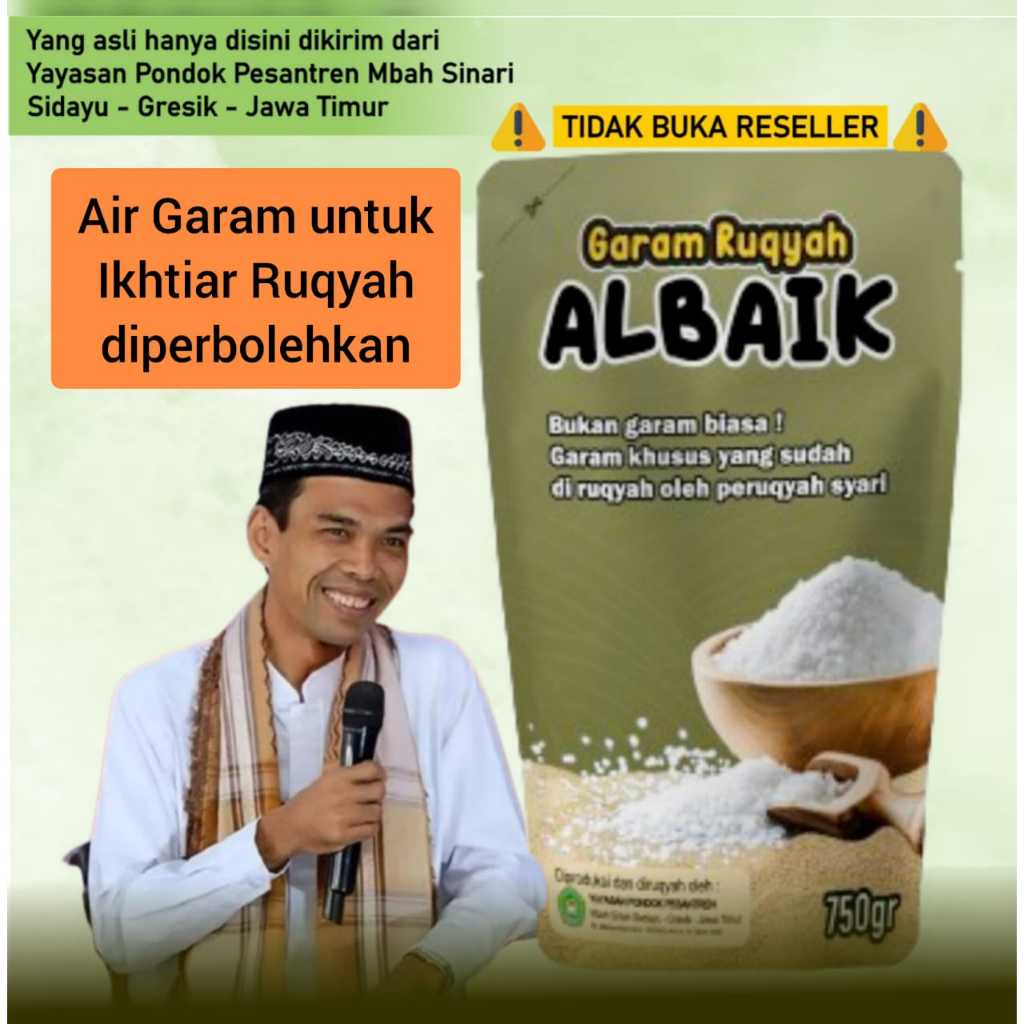 

Garam Ruqyah Syekh Ali Jaber ALBAIK Original 1kg Bonus Gayung - Membuang Energi Negatif Memperlancar Rezeki