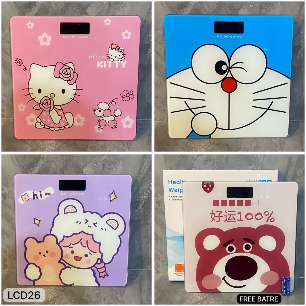 Timbangan Badan Digital Polos Karakter Ukuran 30x30 Cm