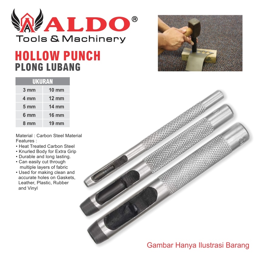 

PLONG BIJIAN / ALAT PEMBUAT LUBANG GASKET KULIT / HOLLOW PUNCH MERK ALDO