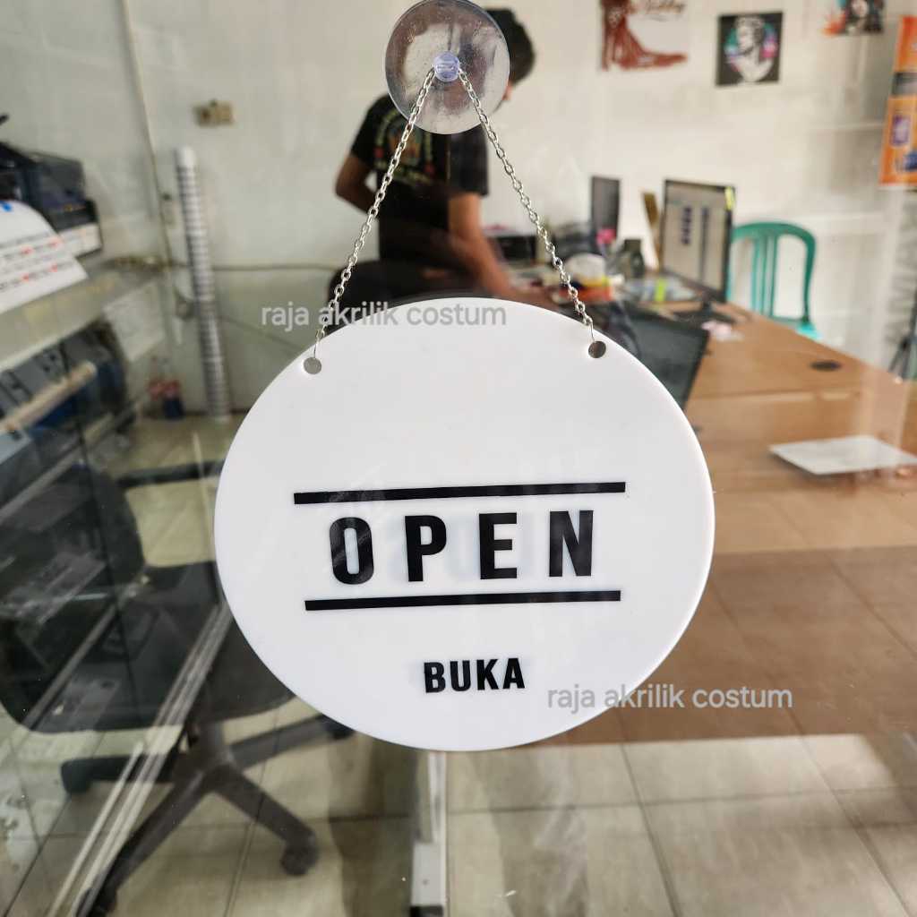 

RAC akrilik bulat OPEN CLOSE tebal 2mm