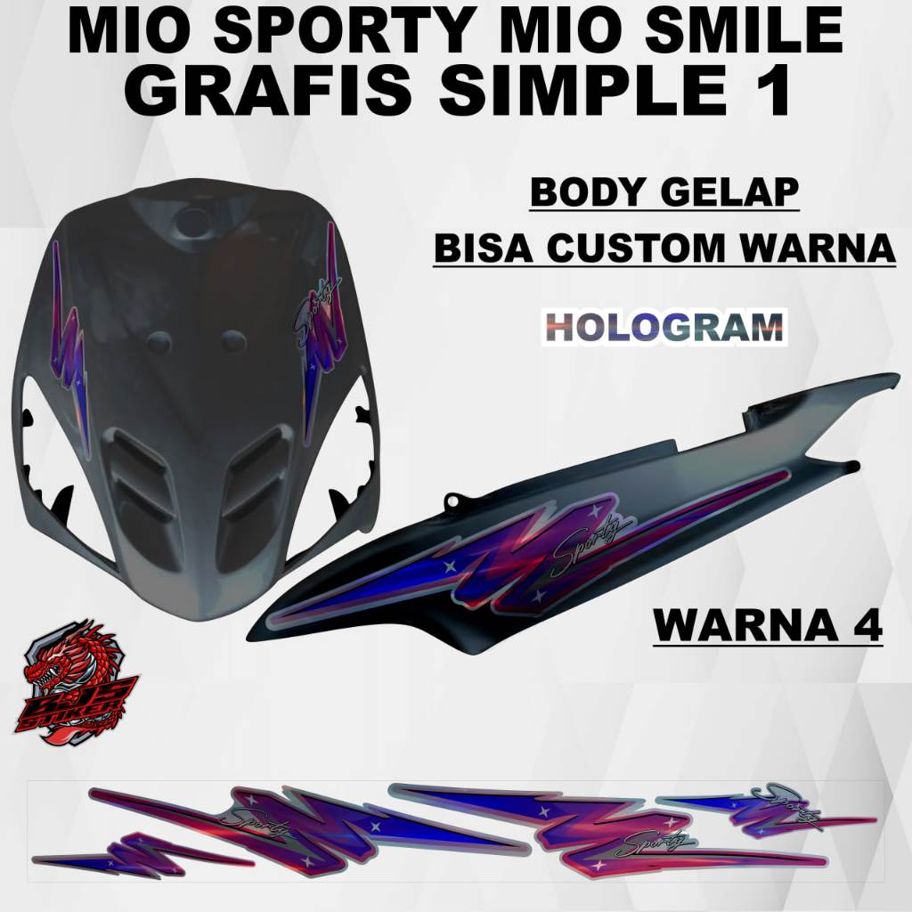Striping Yamaha Mio Sporty / Mio Smile grafis simple 1 body gelap  - Stiker Decal Hologram Yamaha Mi