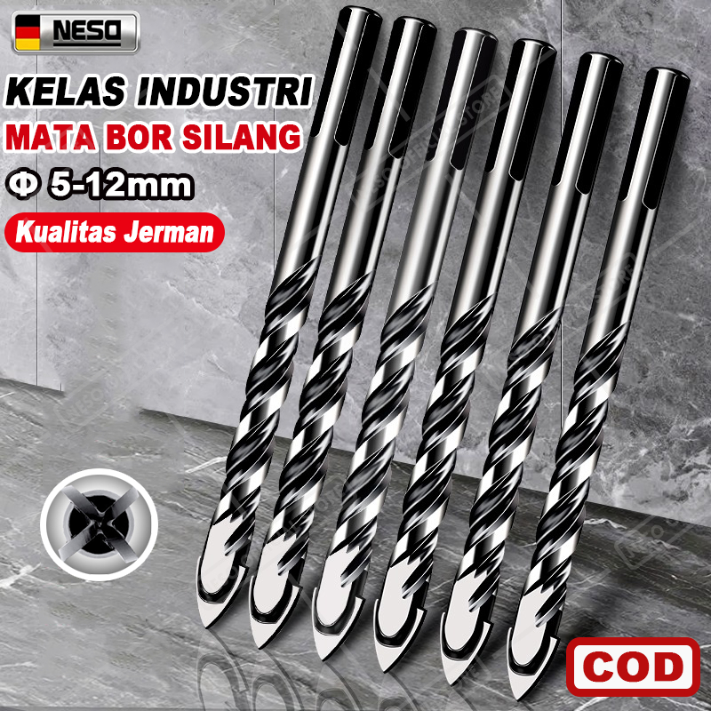 Monake German Bor Silang 5-12MM (COD) multifungsi black cross head Mata Bor Cross Drill Bit Hex Baha