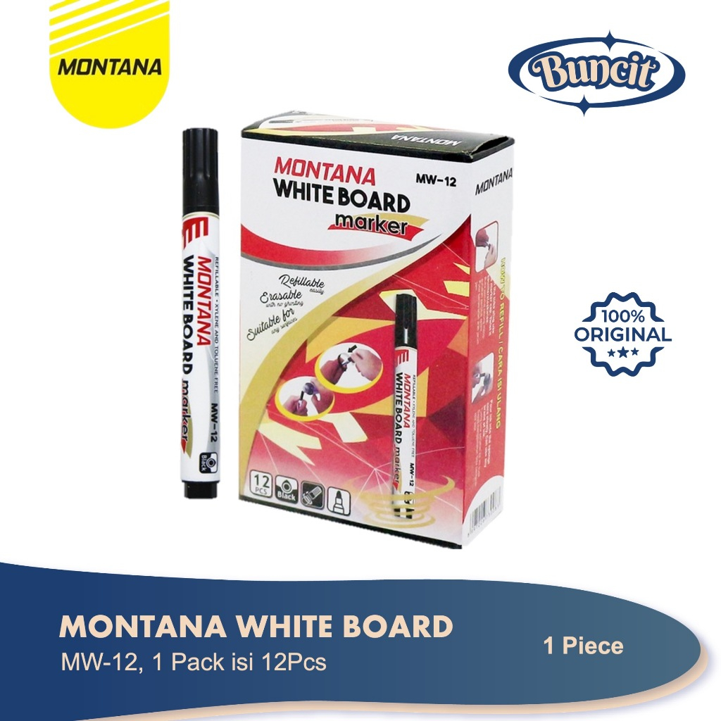 

Spidol White Board Montana MW-12 / Spidol Hitam / Spidol Isi Ulang / Buncit