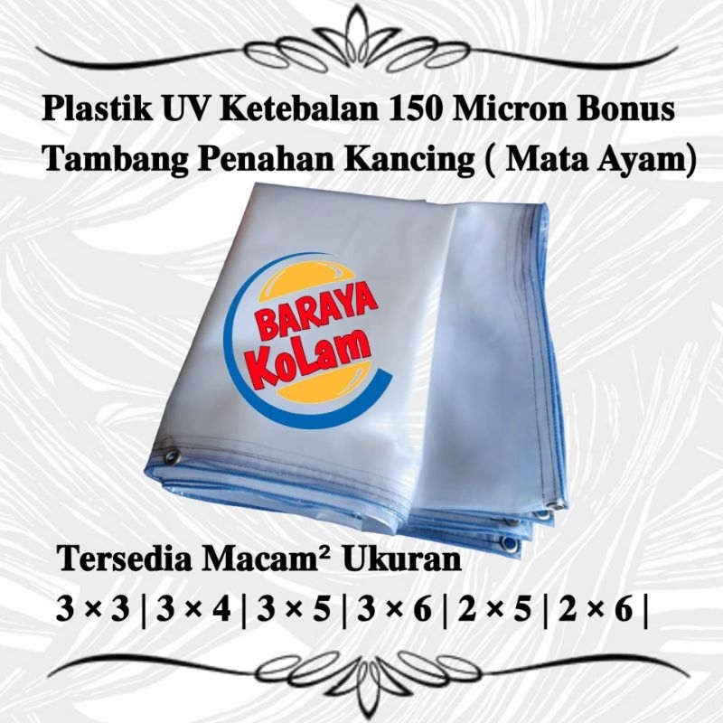 Plastik UV 150 Micron Ukuran 3x3-3x4 + Tambang penahanan Lubang Pengikat 100% Original