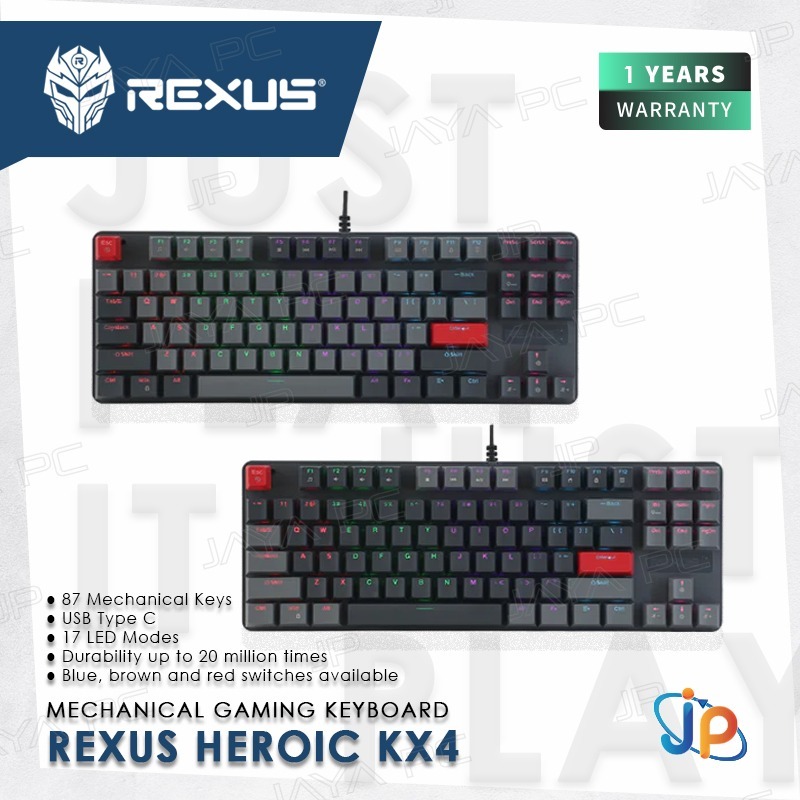 Keyboard Gaming Mechanical Rexus Heroic KX4 TKL RGB LED