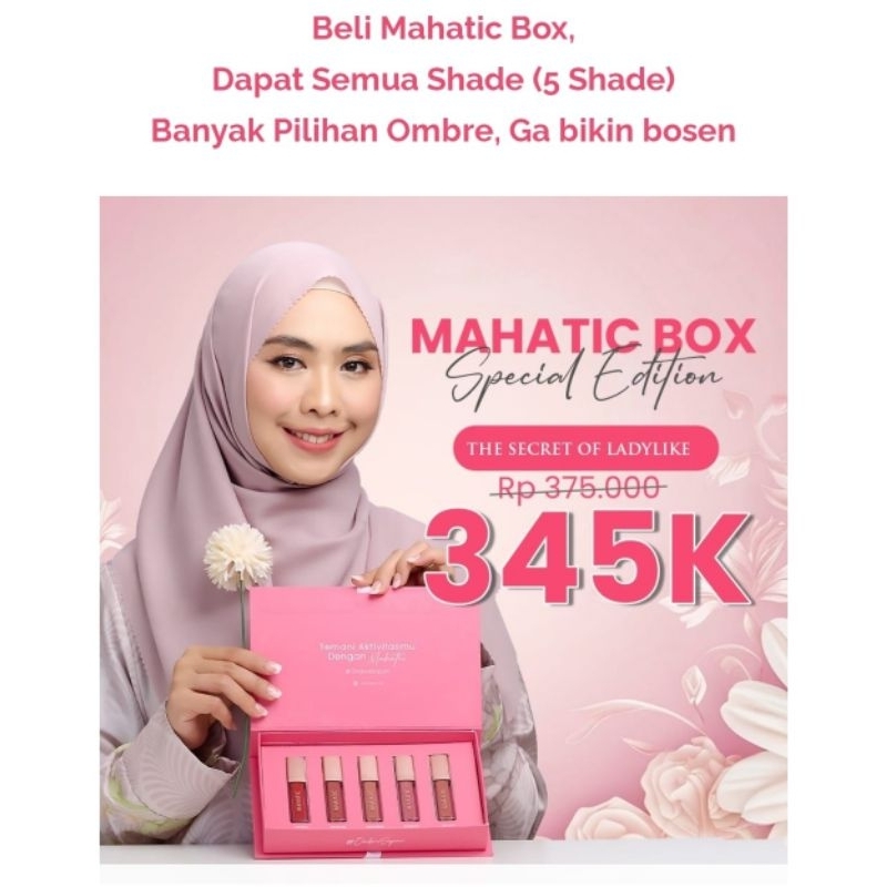 Mahatic lipmatte box gift hampers isi 5 shade by ustadzah oki