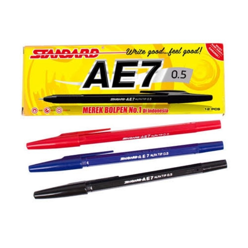 

Pen Pulpen Bolpoin Bolpen Standard AE7 0.5 tinta hitam biru merah