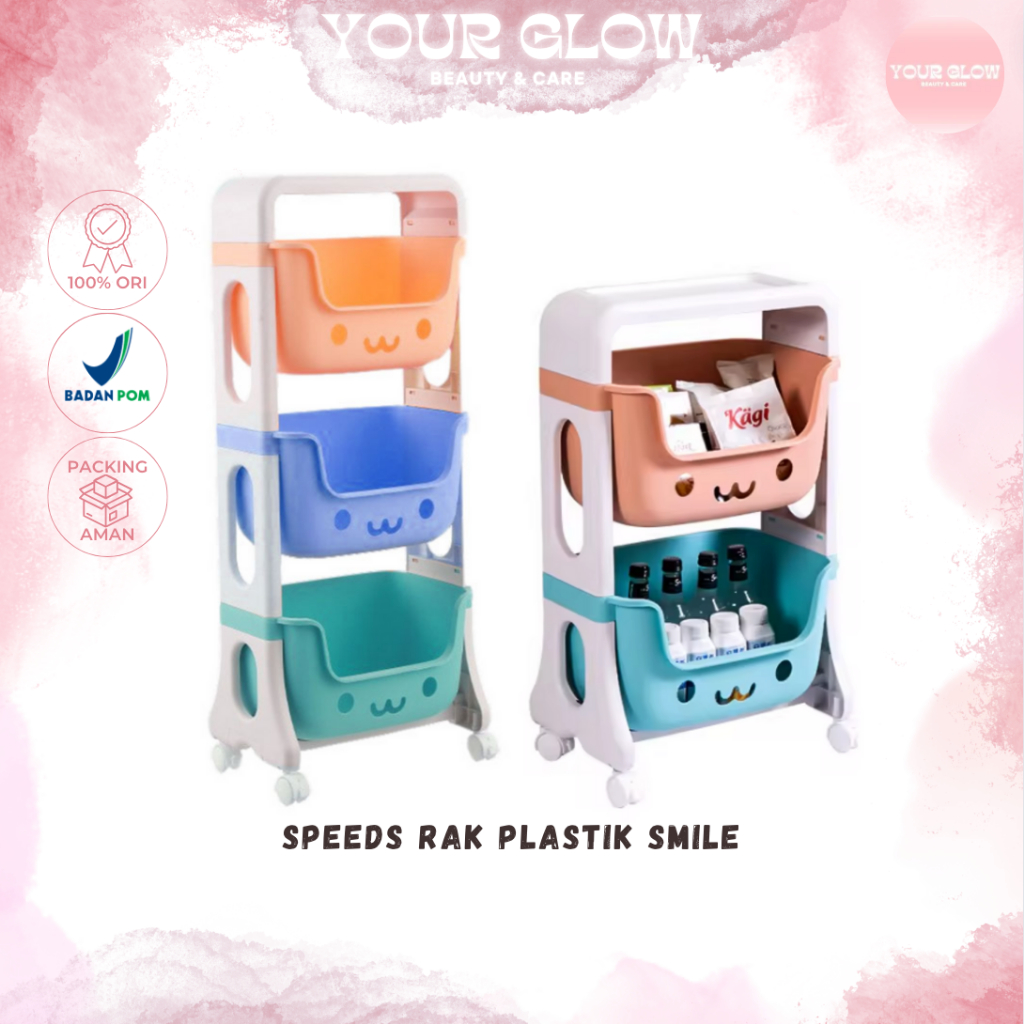 Speeds Rak Plastik Smile | Rak Susun Tempat Penyimpanan Mainan Kotak Roda Toy Storage Untuk Anak
