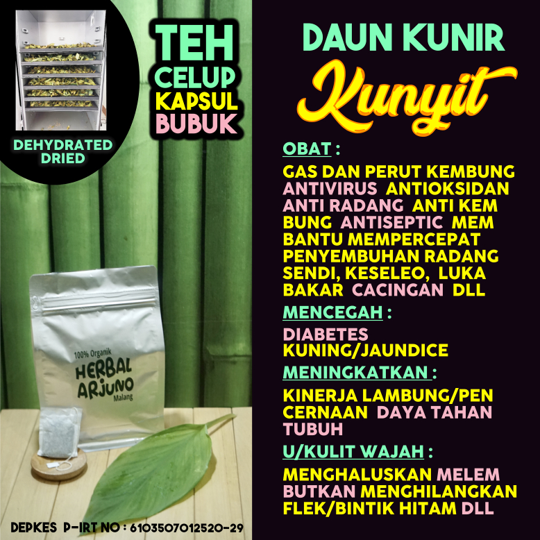 

Dehydrated Dried Teh Celup Kapsul & Bubuk Daun Kunyit Kunir Obat Anti Gas Perut Kembung (Flek Bintik Hitam Menghaluskan Kulit Wajah) Cacingan Mencegah Diabetes Kuning DLL Herbal ALami