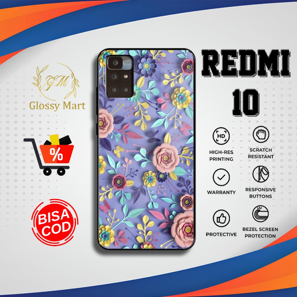 Case Redmi 10 Terbaru - Casing Redmi 10 - Motif Bunga indah - Hardcase Premium Glossy - Softcase Hp 