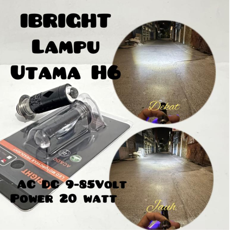 IBRIGHT - Lampu Depan H6 LED Laser high low senja biru 20watt Body Hitam Full Alumunium
