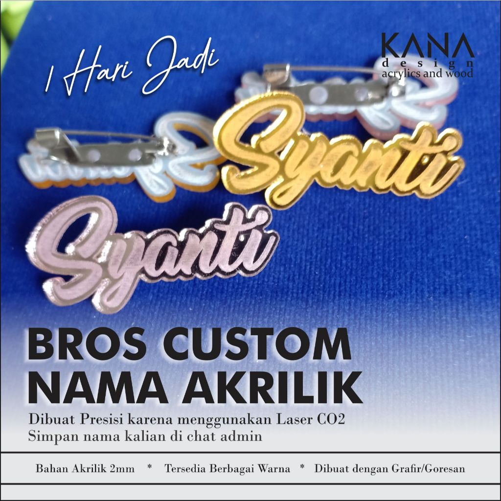 Bros Nama - Bros Grafir - Bros Akrilik - Bros Cantik - Bros Hijab - Bros Custom Nama Akrilik