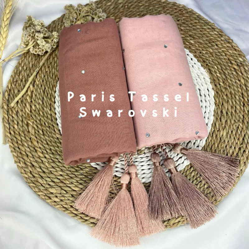 Hijab Segiempat Paris Tassel Swarovski Paris Tassel Payet Tabur