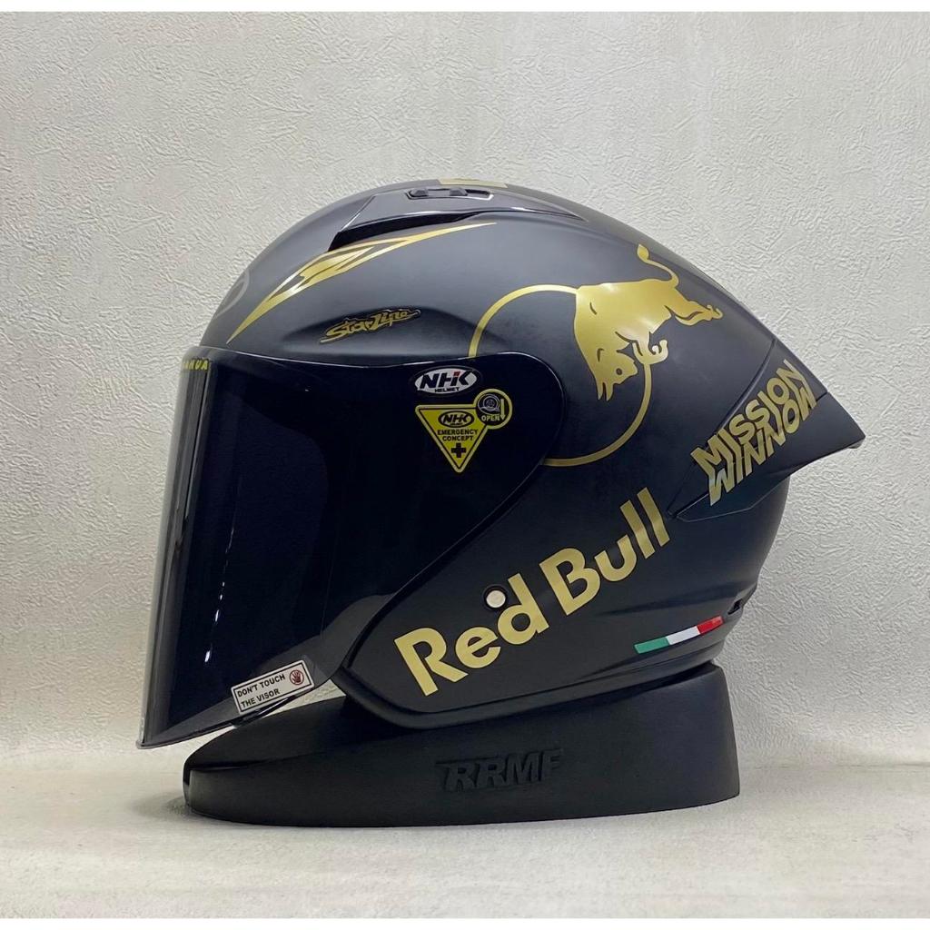 NHK N1 MAX Solid Black Doff Paket Ganteng Stiker Redbull Gold -  Single Visor Untuk Cowok dan Cewek 