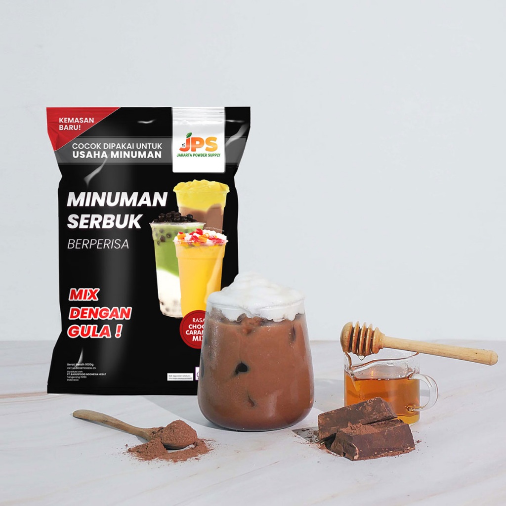 

JPS Mix Choco Caramel 1 kg Bubuk Minuman Cokelat Karamel Dengan Gula / Chocolate Powder / Serbuk Instan Berperisa