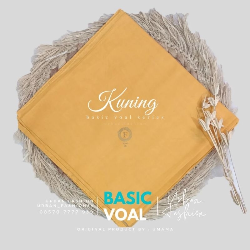 Kerudung segi empat basic voal umama kuning