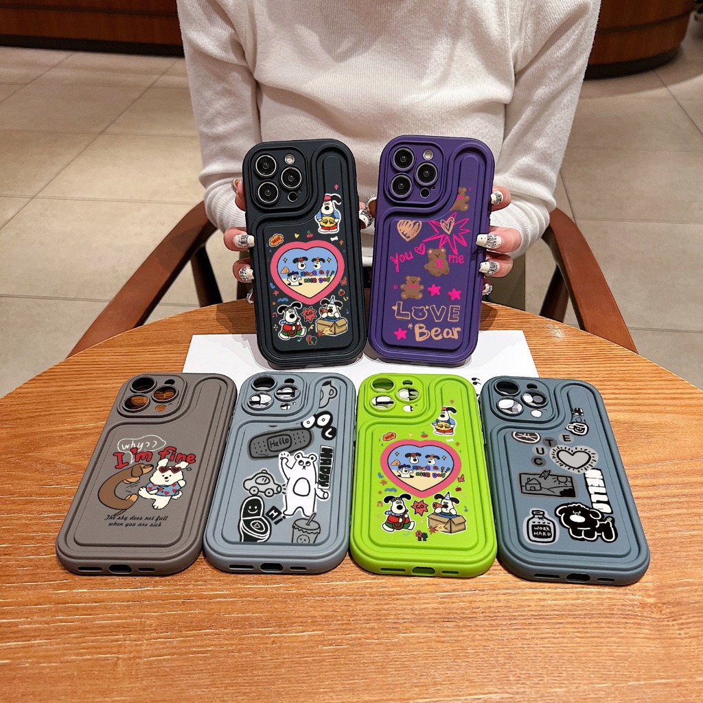 Case Mugelo Air Bag Pluffy Matte Protection HELLO  Silikon Softcase Casing Hp For OPPO VIVO SAMSUNG 