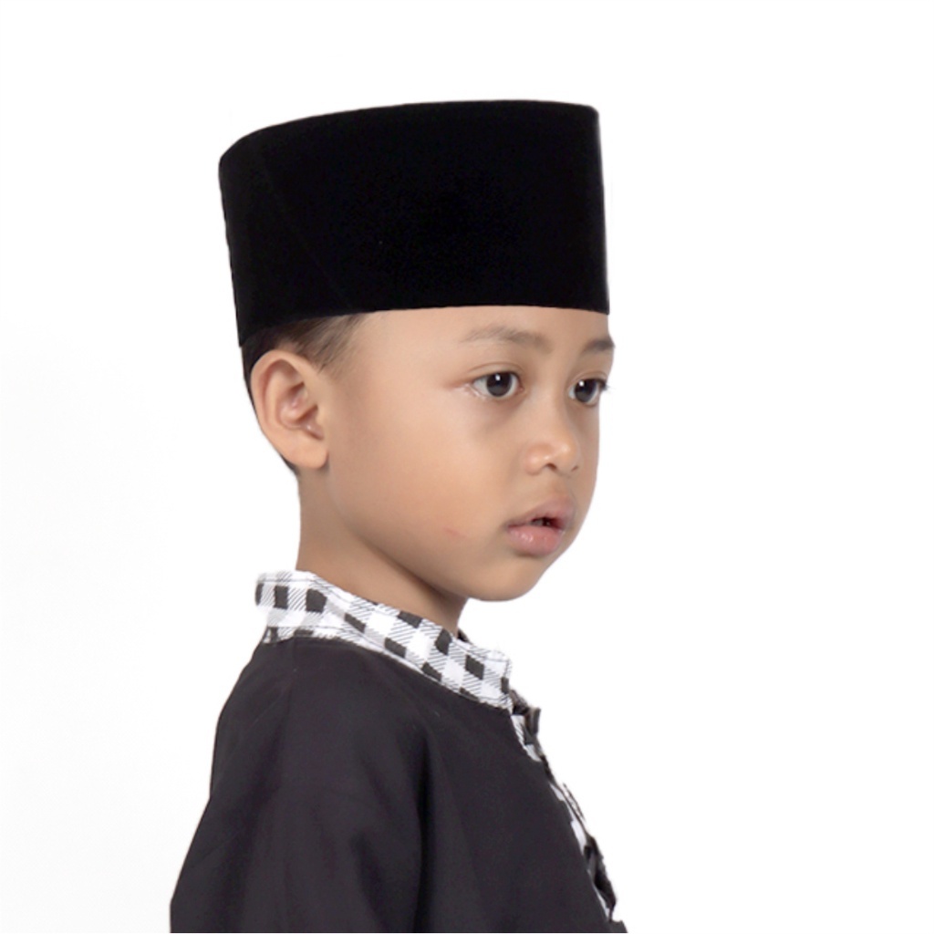 PECI ANAK & Dewasa Songkok Hitam Polos Bayi SD Remaja Tanggung Peci Hitam Anak Laki Pria Muslim Shol