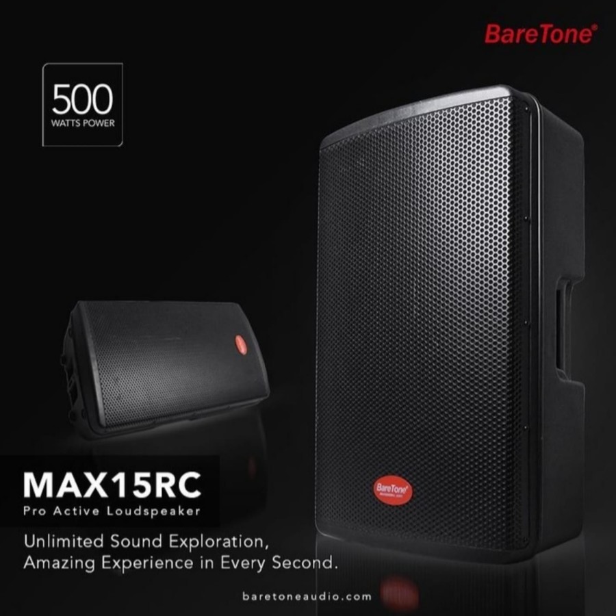 Speaker aktif 15 inch BARETONE MAX15RC / MAX 15RC – FREE Stand speaker dan kabel XLR