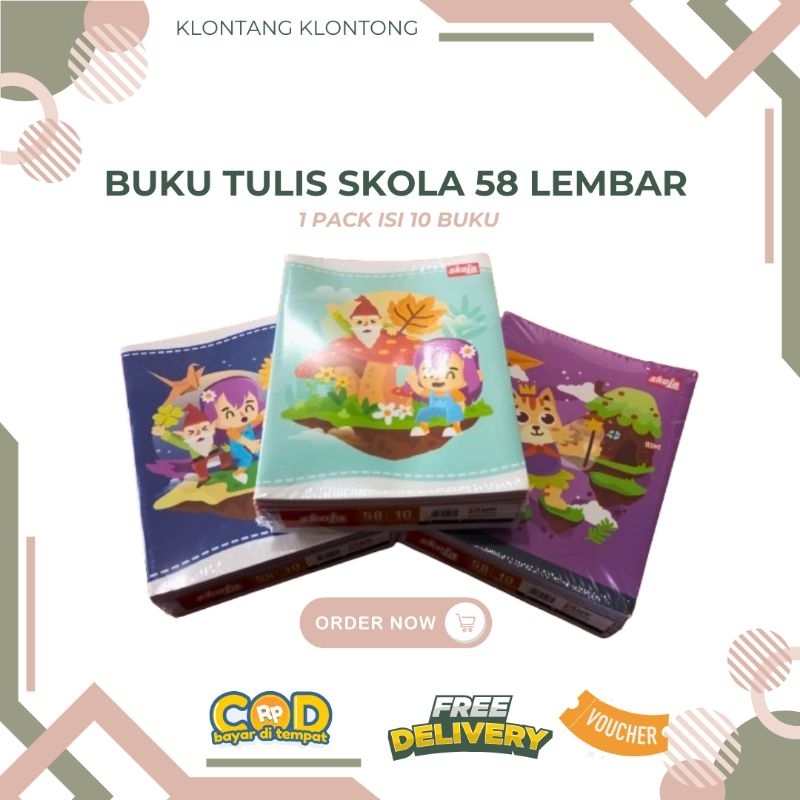 

[ 1 Pack isi 10 Buku] Buku Tulis Skola 58 Lembar