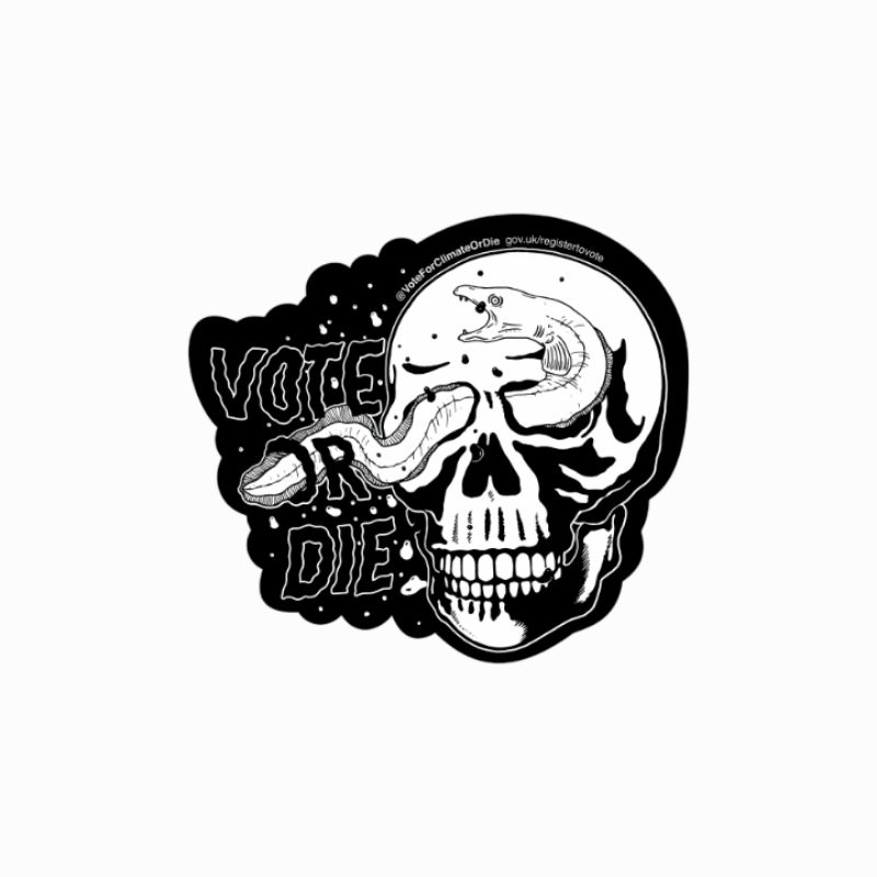 

sticker Vote for Climates or Die snake campaign stiker
