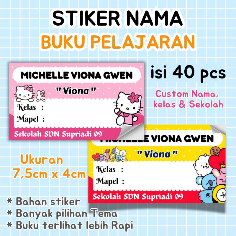 

LABEL BUKU ISI 40 PCS / STIKER MAPEL CUSTOM