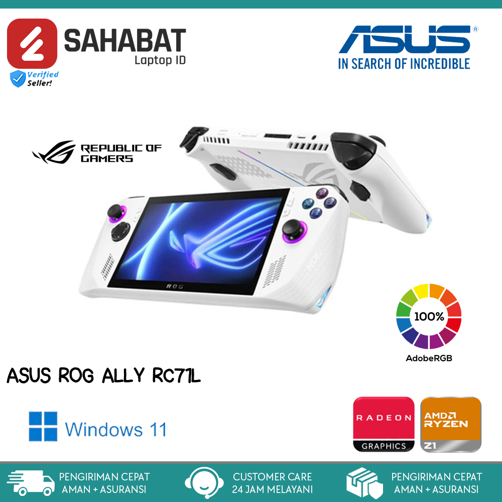 ASUS ROG Ally RC71L Handheld Gaming PC AMD Ryzen Z1 16GB 512GB W11