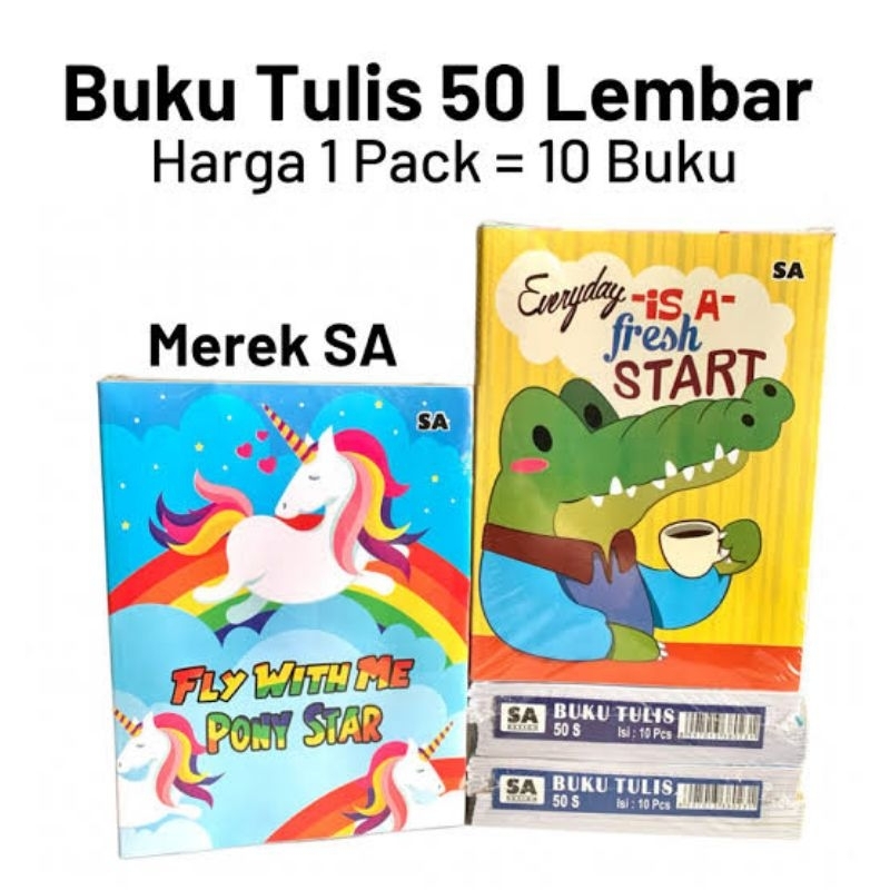 

Buku Tulis Pendek SA 50 Lembar (1 Pack Isi 10 Buku)