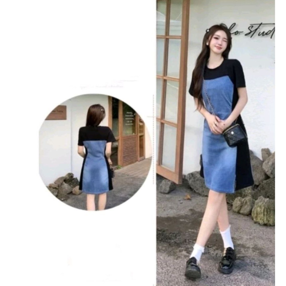 REAL VIDEO!! UL2411 Mini Dress Jeans Sangzhi / JF / Dress Denim / Kasual Dress Korea Style / Elegant