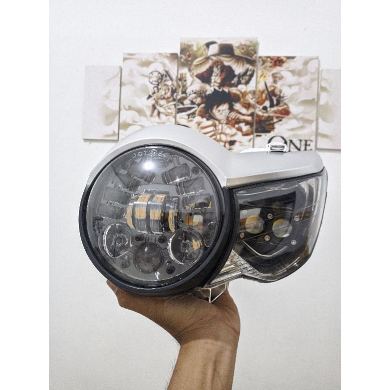 Lampu depan Tiger PC set daymaker 5,75inc plus D2 laser Lampu depan Tiger Revo PC