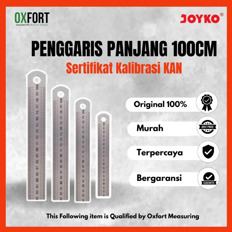 

PENGGARIS BESI / MISTAR BAJA JOYKO PANJANG 100 CM SERTIFIKAT KAN