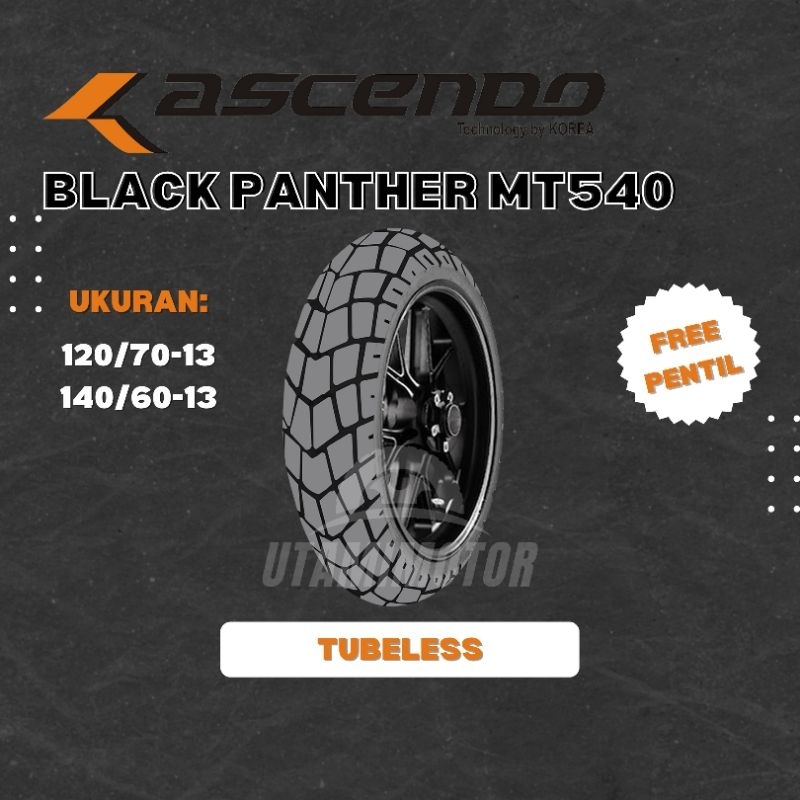 BAN MOTOR ASCENDO BLACK PANTHER MT 540 RING 13 120/70-13 140/60-13 TUBELESS