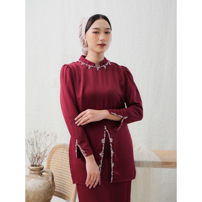 set baju kurung melayu malaysia wanita payet modern mutiara berlian