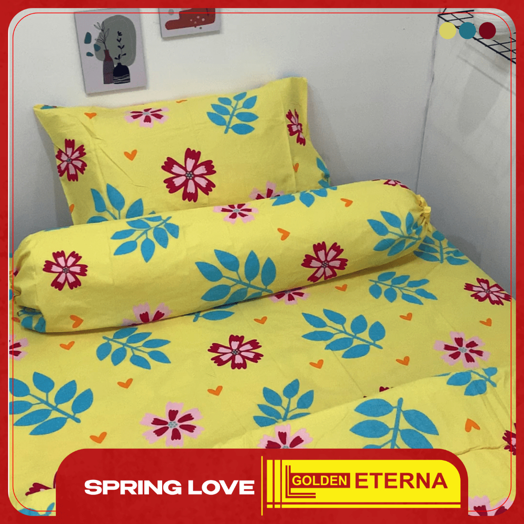 Sprei Katun Asli Golden Eterna Tinggi 30cm Motif Spring Love