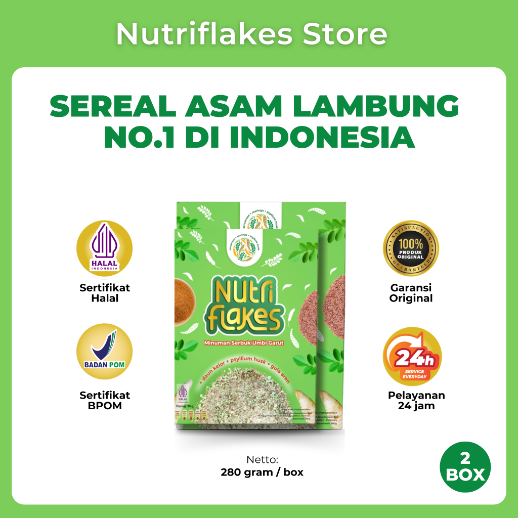 

Nutriflakes Sereal Asam Lambung Umbi Garut Original 2 Box