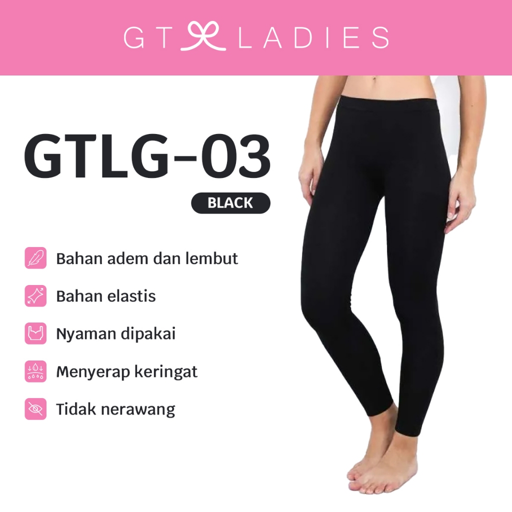 GT Sport GT Ladies Celana Legging Black Wanita GT MAN GTLG-03(BL) Isi 1 Pcs - Celana Olahraga Seamle