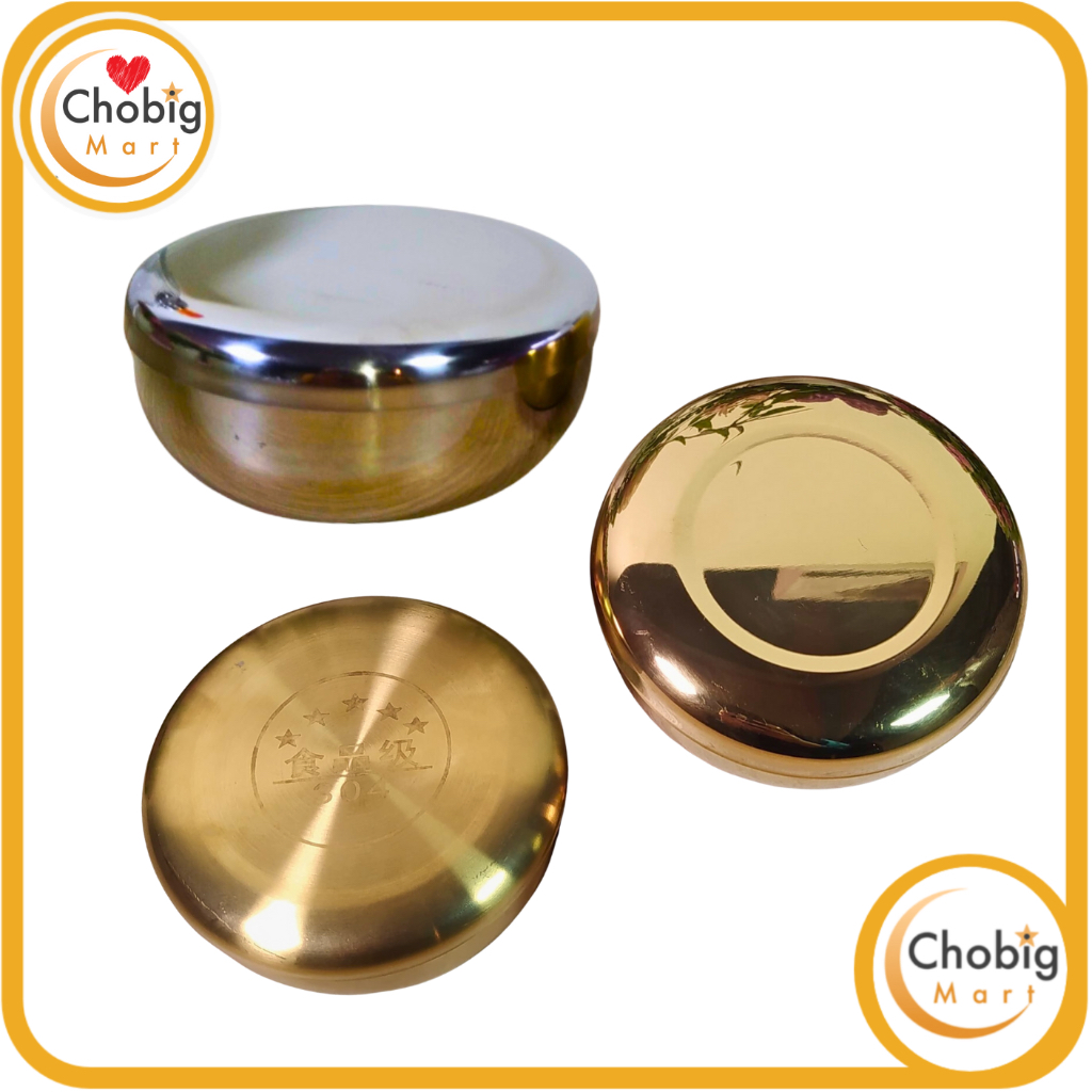[READYYY] CHOBIG Set Mangkok Nasi Perak Emas dengan Tutup Korea Sujeo Stainless Steel PREMIUM Bowl
