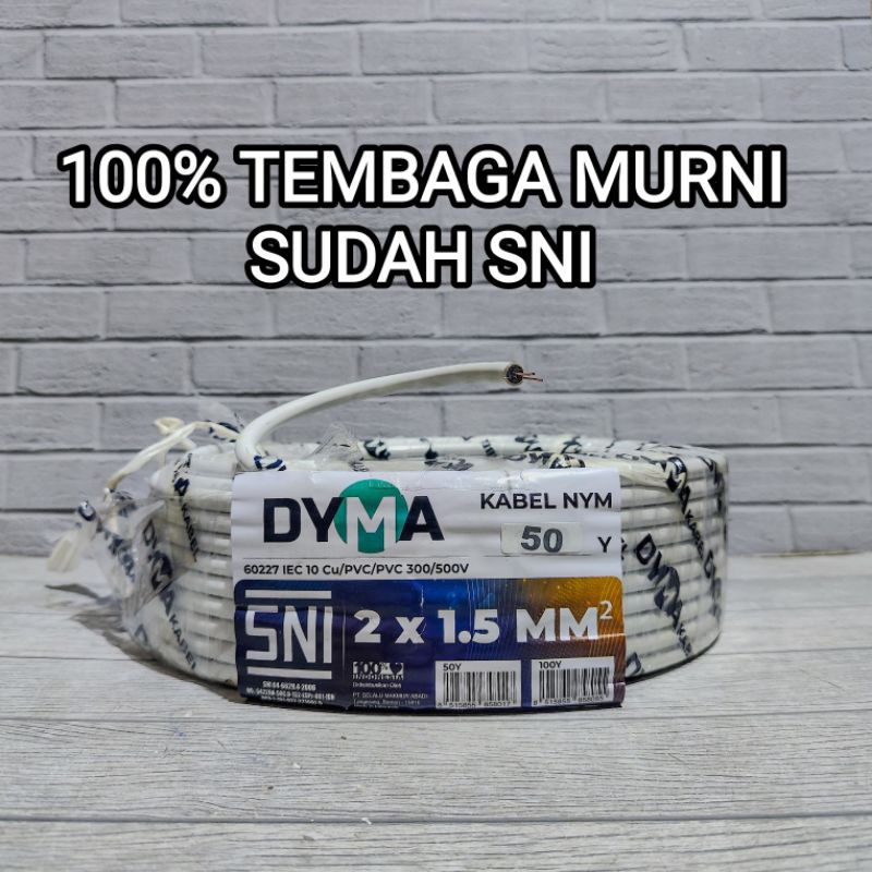 DYMA KABEL LISTRIK NYM 2X1.5 TEMBAGA MURNI SNI 50 YARD BAGUS BERKUALITAS 1 Roll BAGUS
