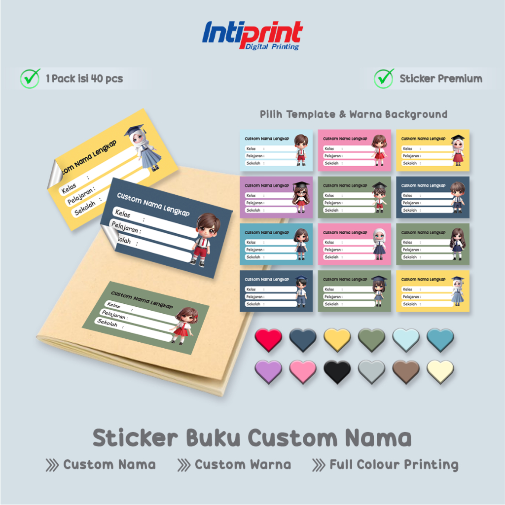 Sticker Buku Custom Nama / Stiker Nama Buku Pelajaran Sekolah / Sticker Buku Anak