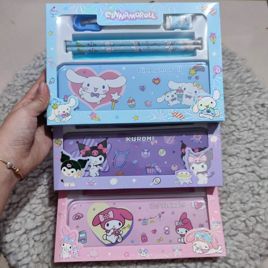 

kotak pensil viral set sanrio kuromi tempat pensil hadiah anak set alat tulis
