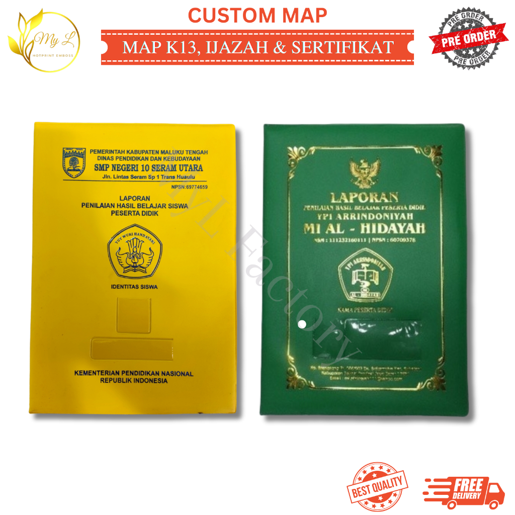 

My.L CUSTOM - Map Ijazah K13 / Kurikulum Merdeka Ukuran A4 & F4. Bs untuk Sertipikat Tanah & Piagam