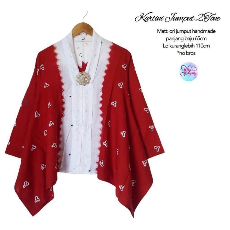 BLUS ATASAN BATIK MODEL KARTINI JUMPUTAN MERAH PUTIH