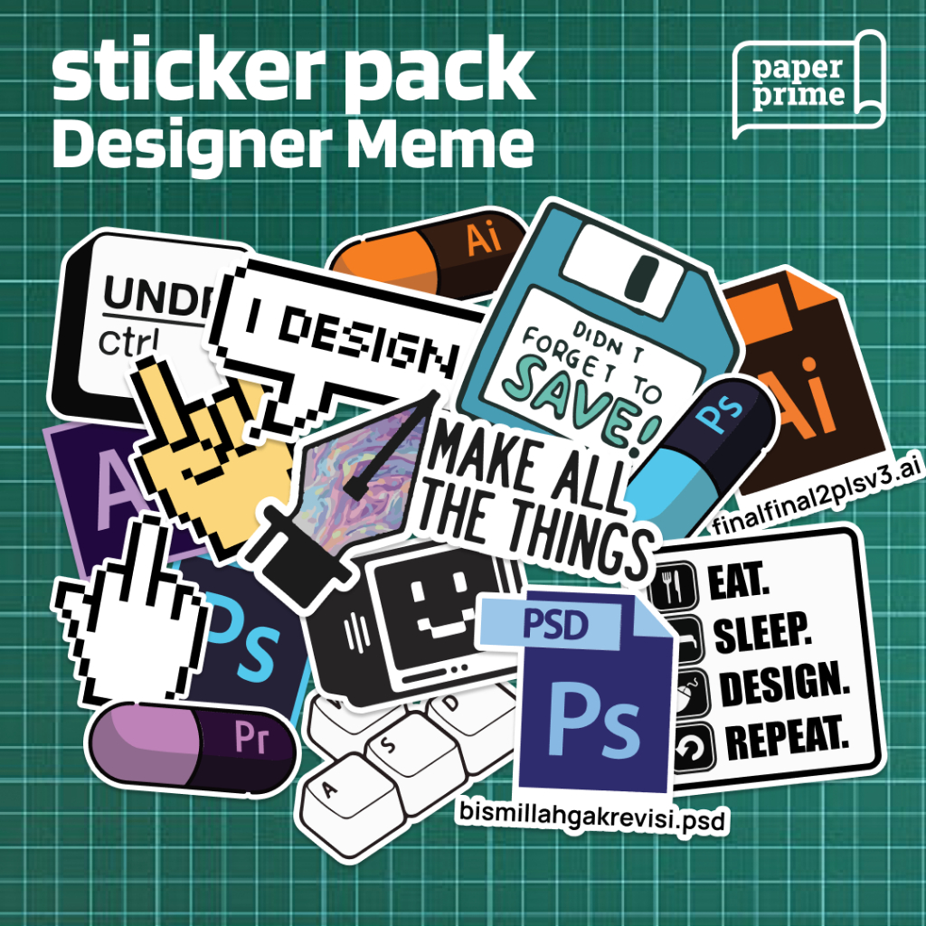 

Sticker Pack Designer Meme Waterproof | Stiker Lucu Desainer Grafis Dekorasi Laptop, Hp,Tumblr, Helm